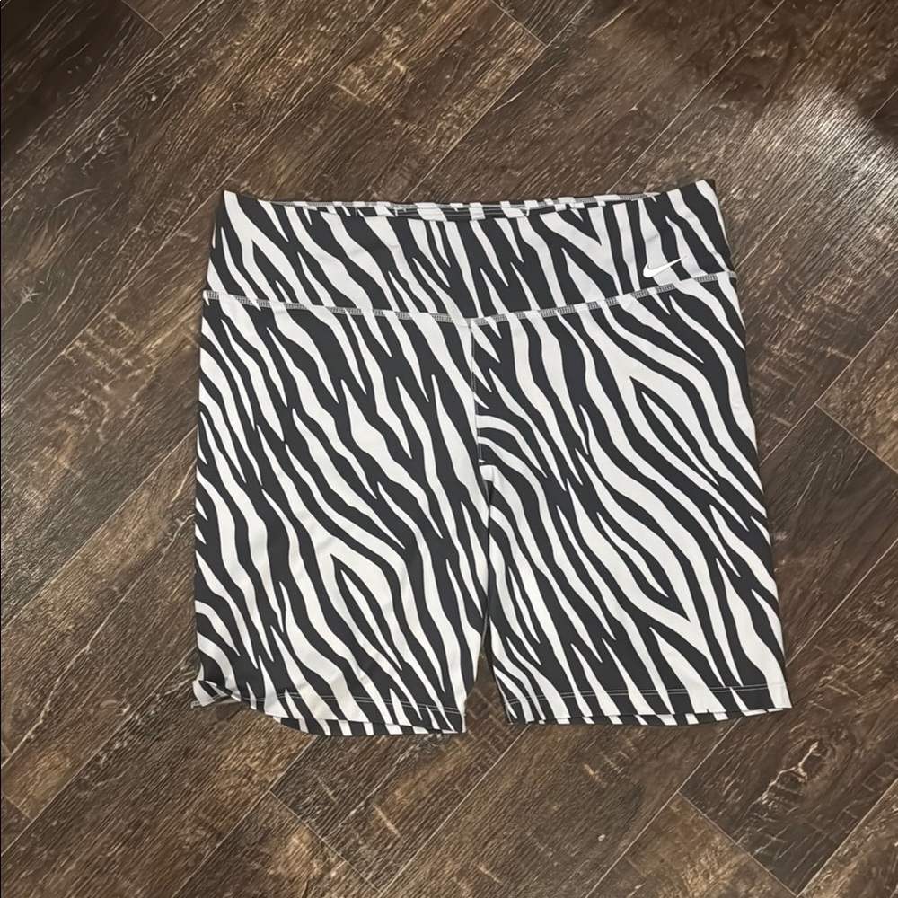 Nike Black and White Zebra Print Bike Shorts - XL